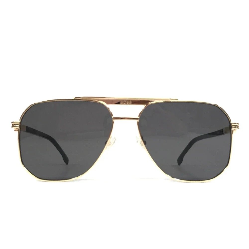 Hugo Boss Sunglasses 1743/S PHL2K Shiny Gold Aviator Frames w/ Dark Gray Lenses